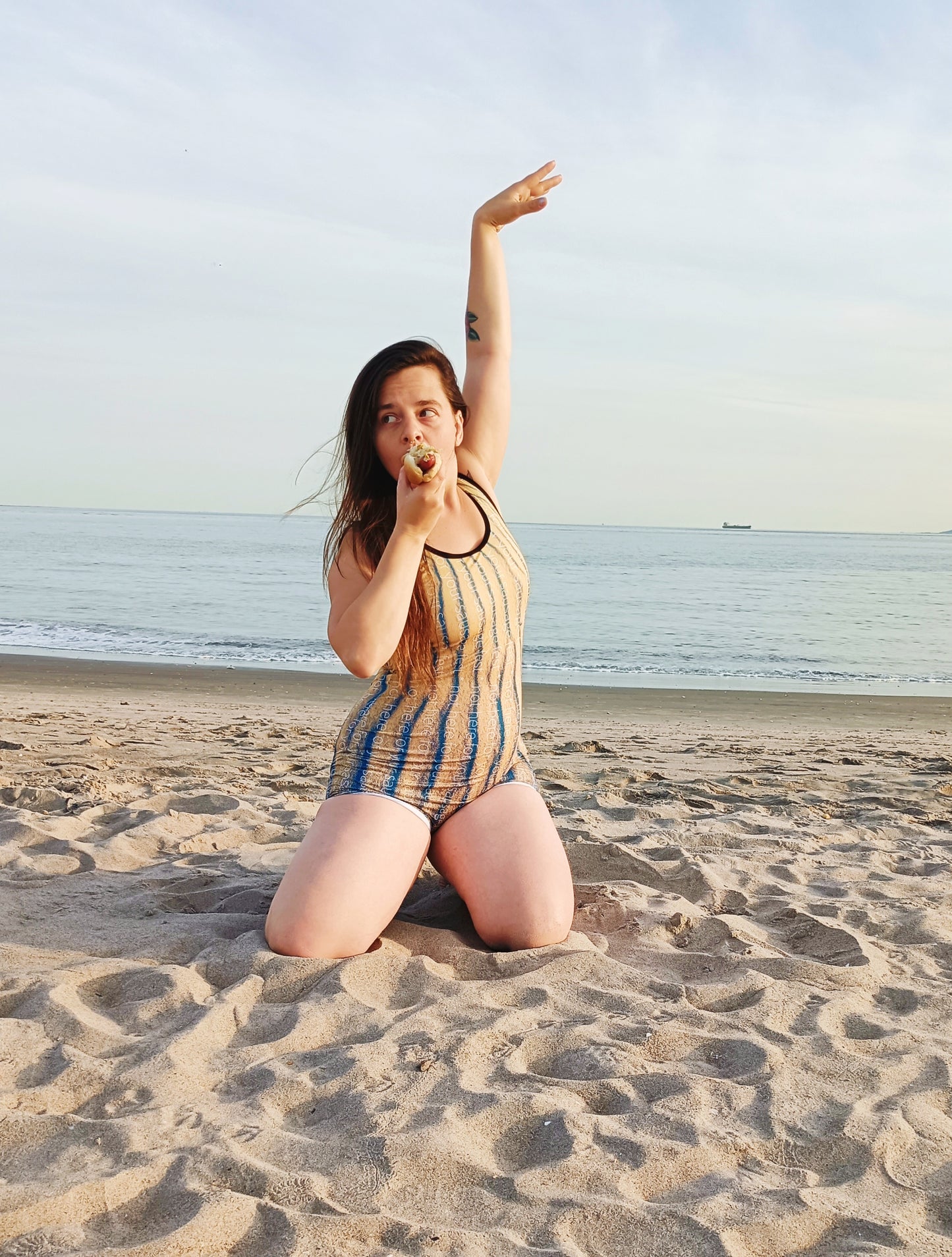 "Not here for your sausage fest" Camouflage Sand Tracks Swimsuit