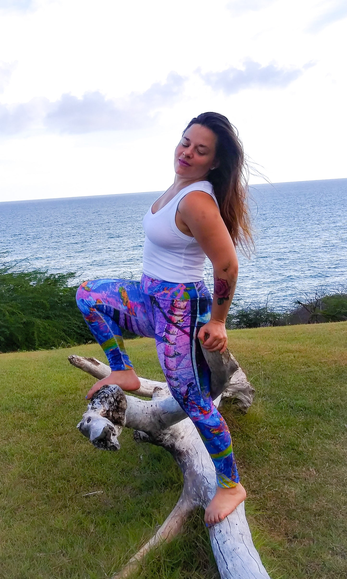 Jungle Flora in Cellulite Sky High-Waisted Yoga Pants