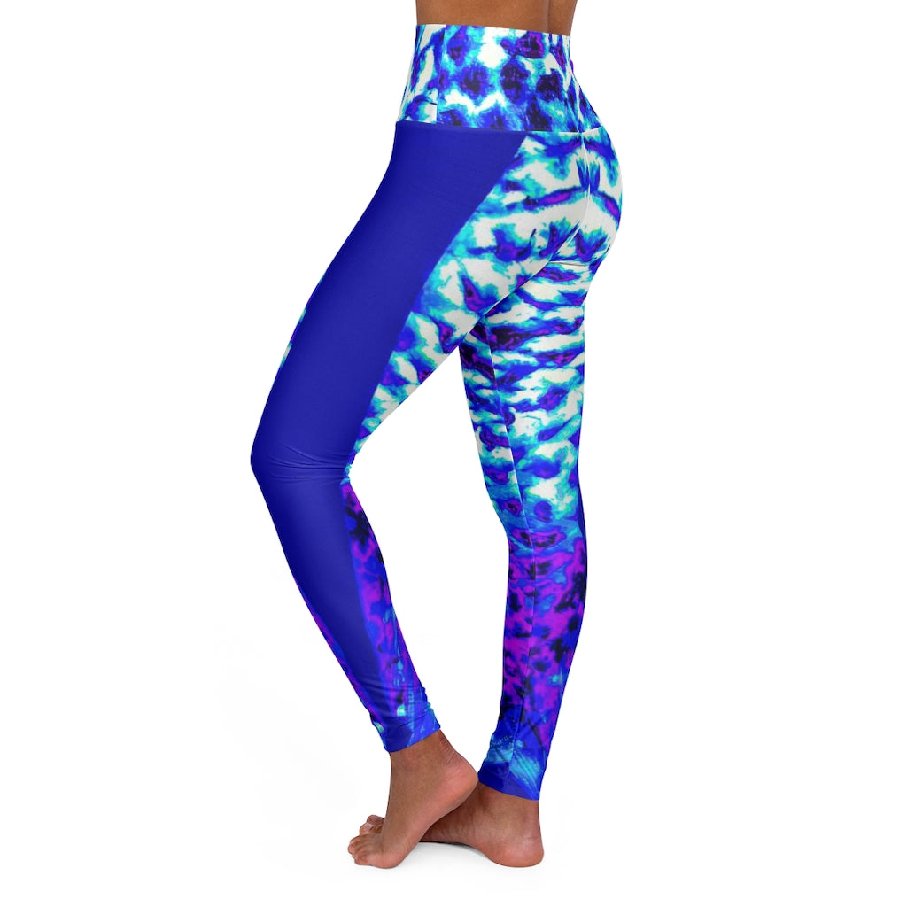 High Waisted Mermaid Leggings in Blue