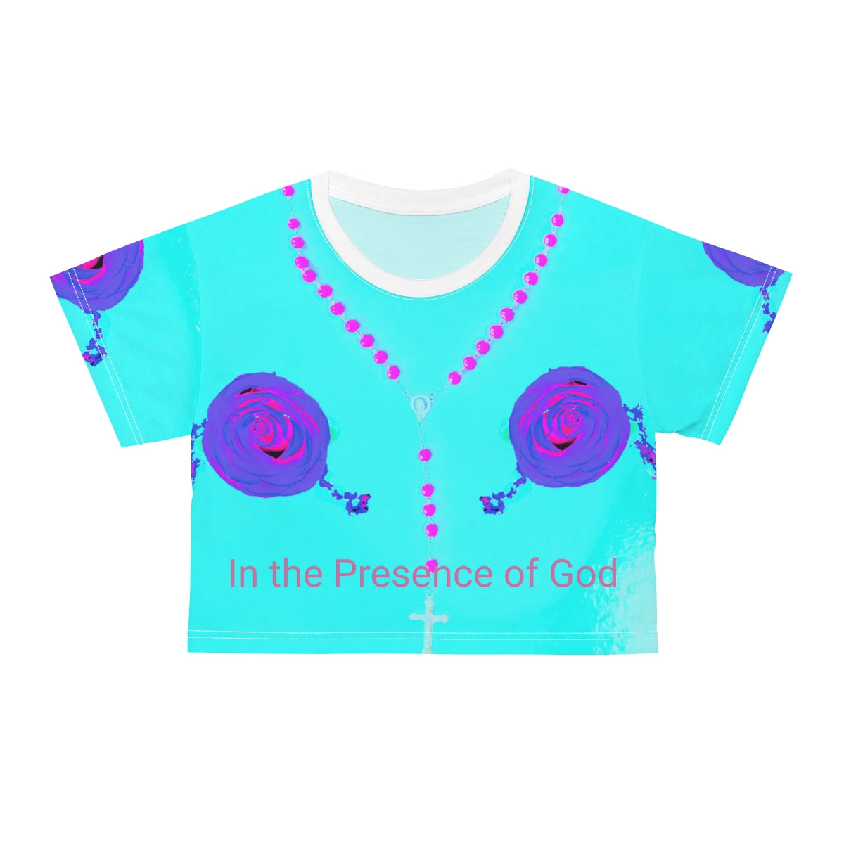 In the Presence of God Rose-ary Crop Top