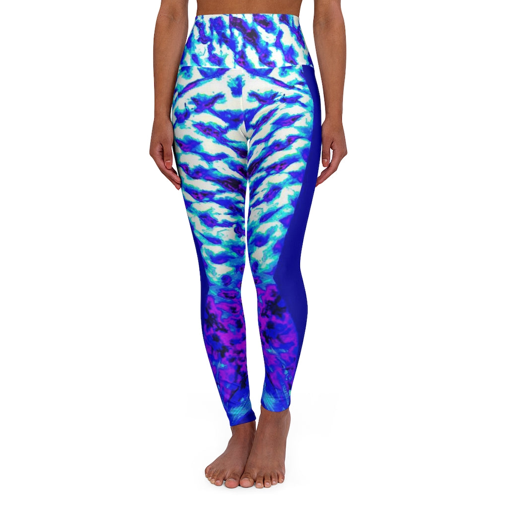 High Waisted Mermaid Leggings in Blue