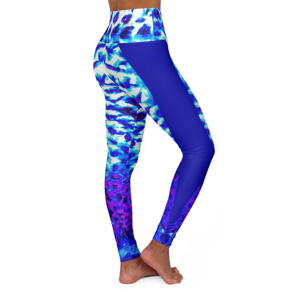 High Waisted Mermaid Leggings in Blue